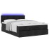 Cama otomana con colchón y luces LED Tela negra 140x200