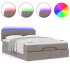 Cama otomana con colchón y luces LED gris topo 140x200 cm