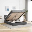 Cama otomana con colchón LED gris oscuro 140x200 cm tela