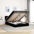 Cama otomana con colchón LED negra 140x190 cm