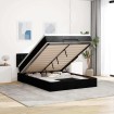 Cama otomana con colchón LED negra 140x190 cm tela