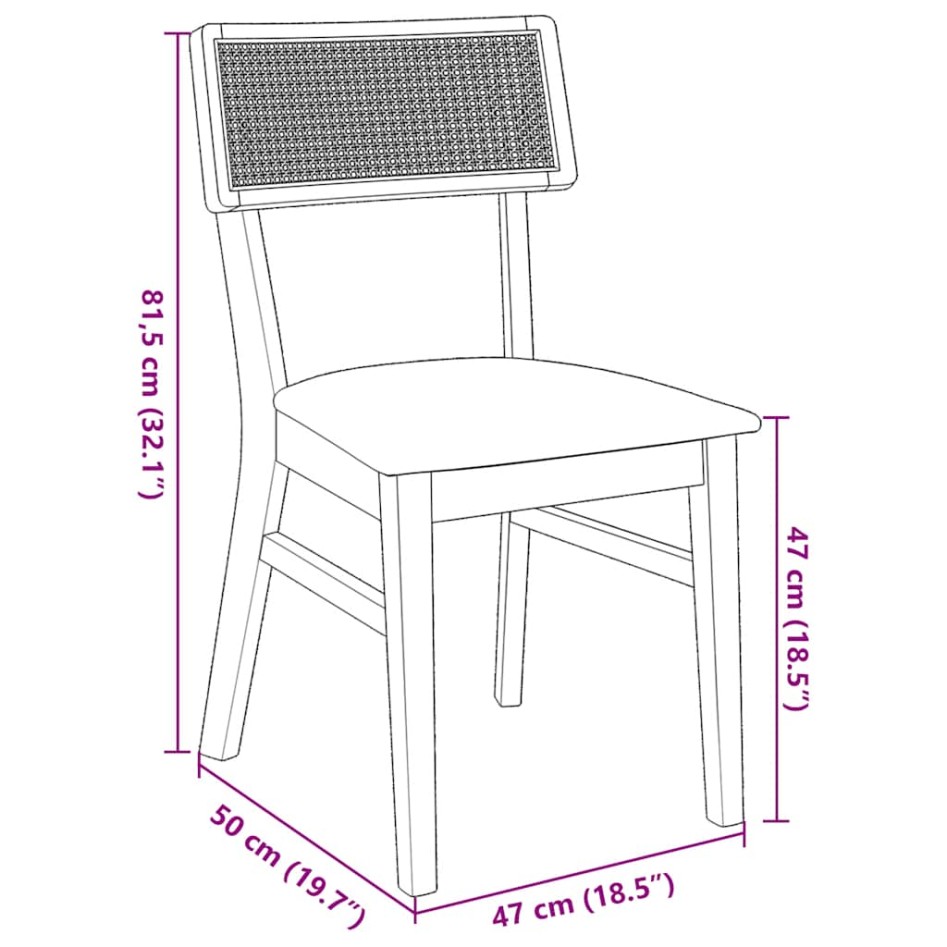 Sillas de comedor con cojines 2 uds madera maciza