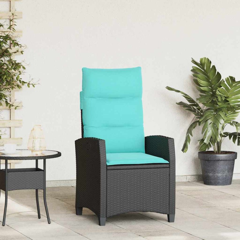 Silla de jardín reclinable con mesa auxiliar ratán