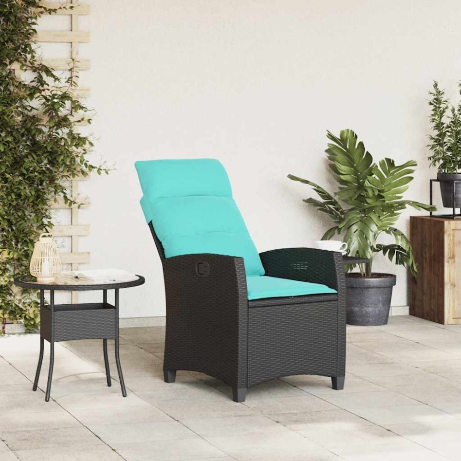 Silla de jardín reclinable con mesa auxiliar ratán
