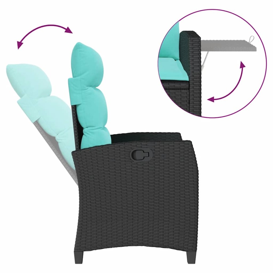 Silla de jardín reclinable con mesa auxiliar ratán