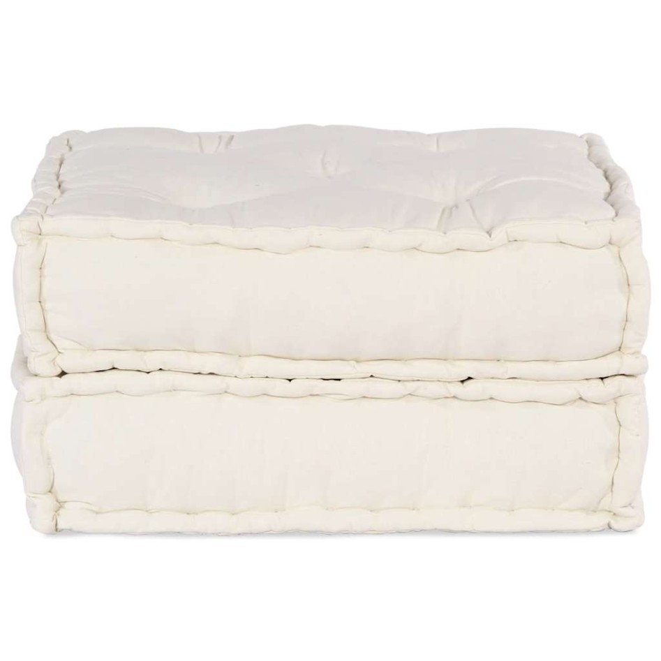 Puff modular de tela color crema