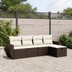 Set comedor de jardín 5 piezas y cojines ratán sintético marrón