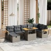 Set de sofás de jardín 8 pzas y cojines ratán sintético gris