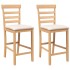 Taburetes de bar con cojines 2 uds madera maciza natural