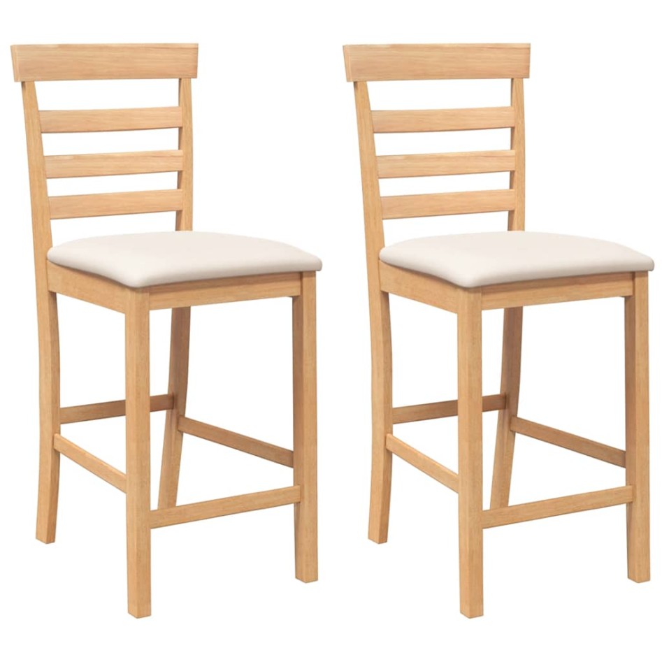 Taburetes de bar con cojines 2 uds madera maciza natural