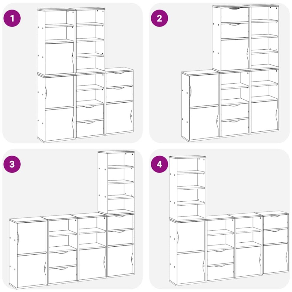 Armarios auxiliares 5 uds ODDA blanco 40x24x79 cm madera