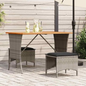 Mesa de jardín superficie de madera ratán PE gris 105x75x72
