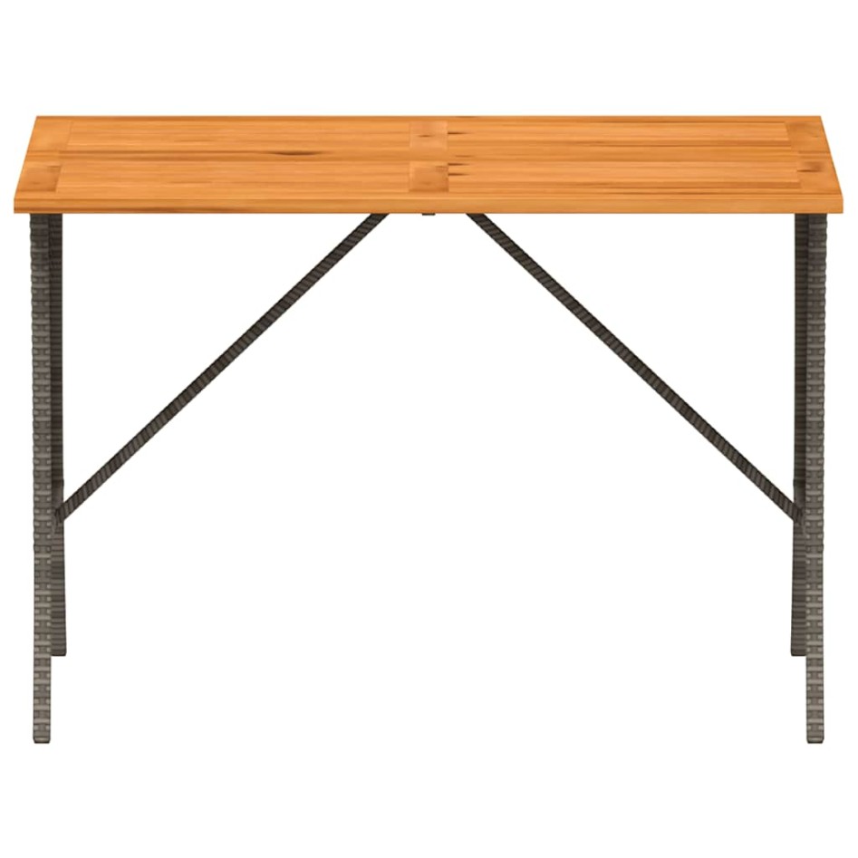 Mesa de jardín superficie de madera ratán PE gris 105x75x72