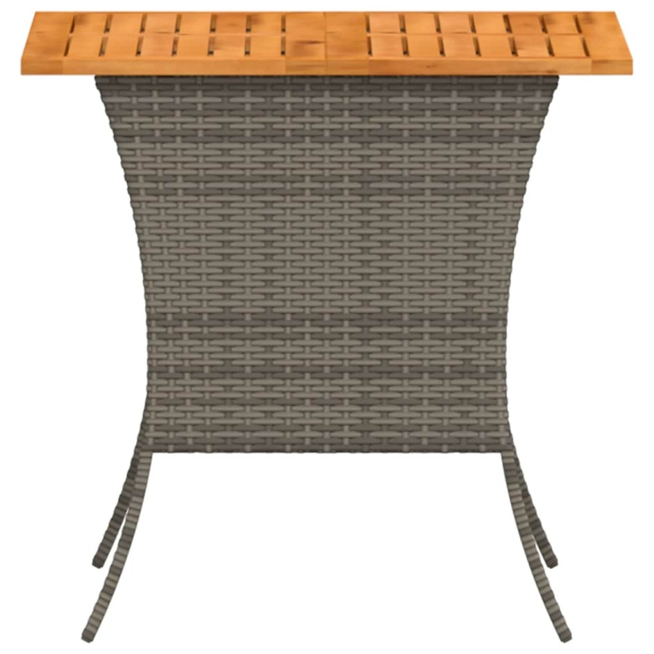 Mesa de jardín superficie de madera ratán PE gris 105x75x72