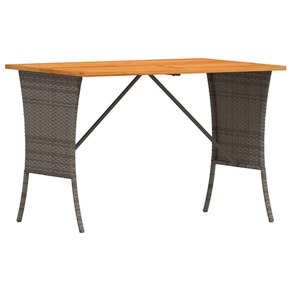 Mesa de jardín superficie de madera ratán PE gris 105x75x72