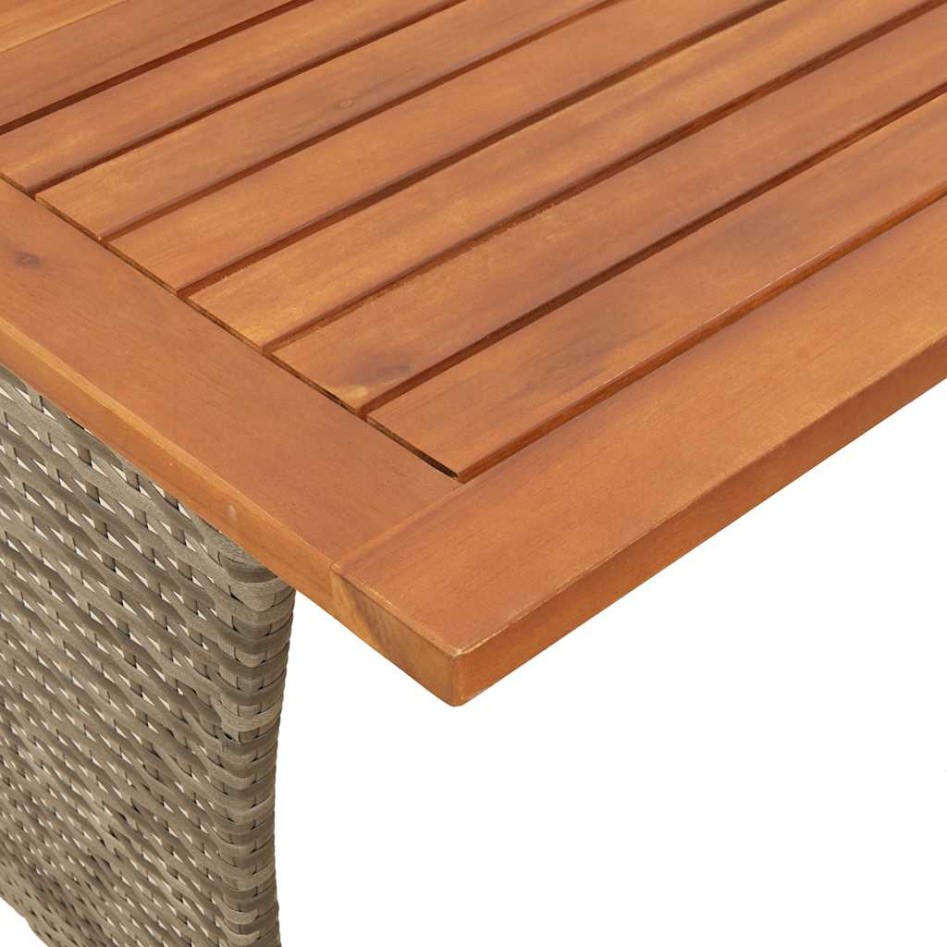 Mesa de jardín superficie de madera ratán PE gris 105x75x72