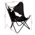 Silla mariposa de cuero auténtico negro y