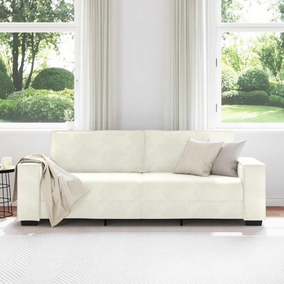 Sofá de 3 plazas terciopelo color crema 180