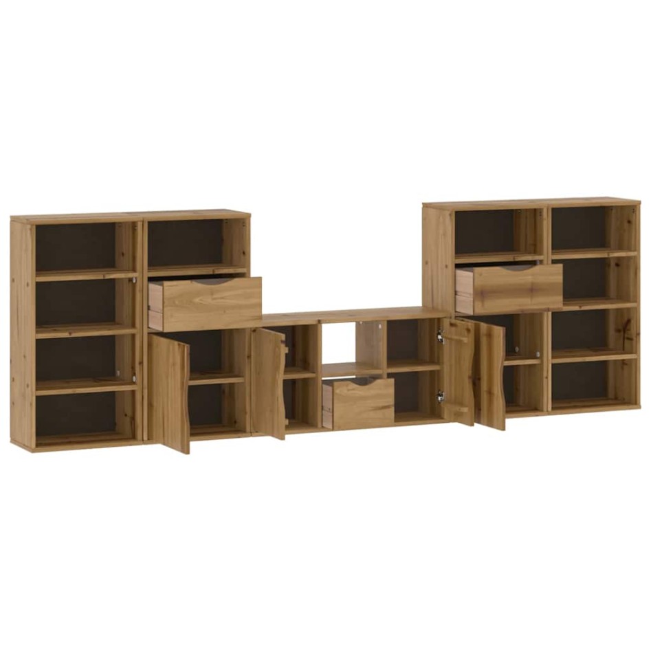 Muebles de TV 5 uds. con almacenaje ODDA madera maciza