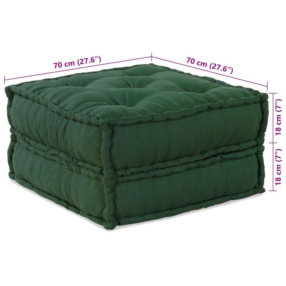 Puff modular de tela verde 70x70x36