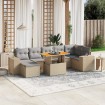 Juego de sofás de jardín con cojines beige 8 pzas ratán PE