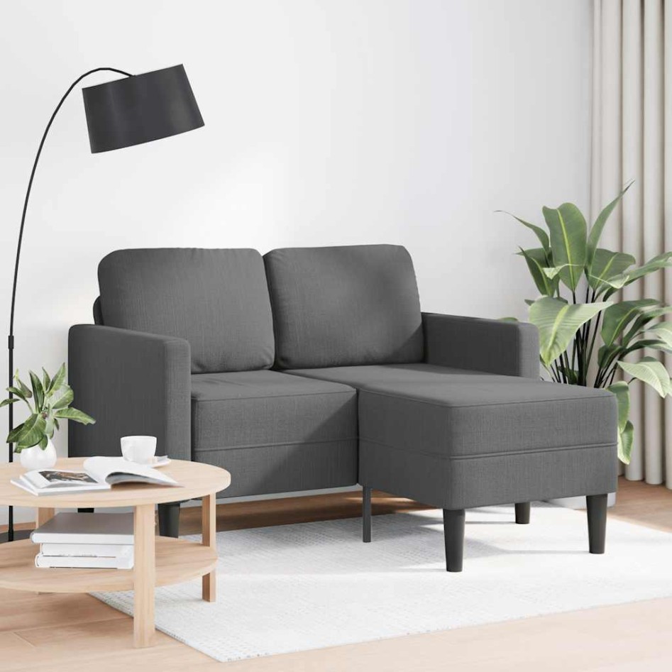Sofá de 2 plazas con chaise longue en forma L gris oscuro