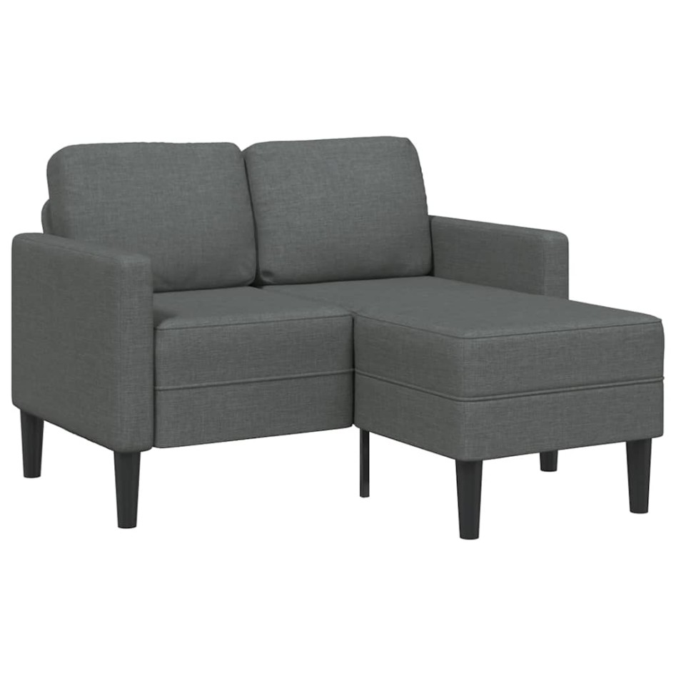 Sofá de 2 plazas con chaise longue en forma L gris oscuro