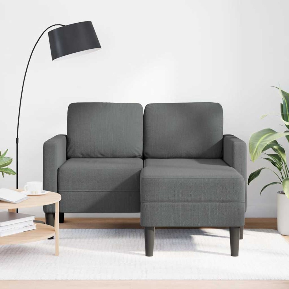Sofá de 2 plazas con chaise longue en forma L gris oscuro