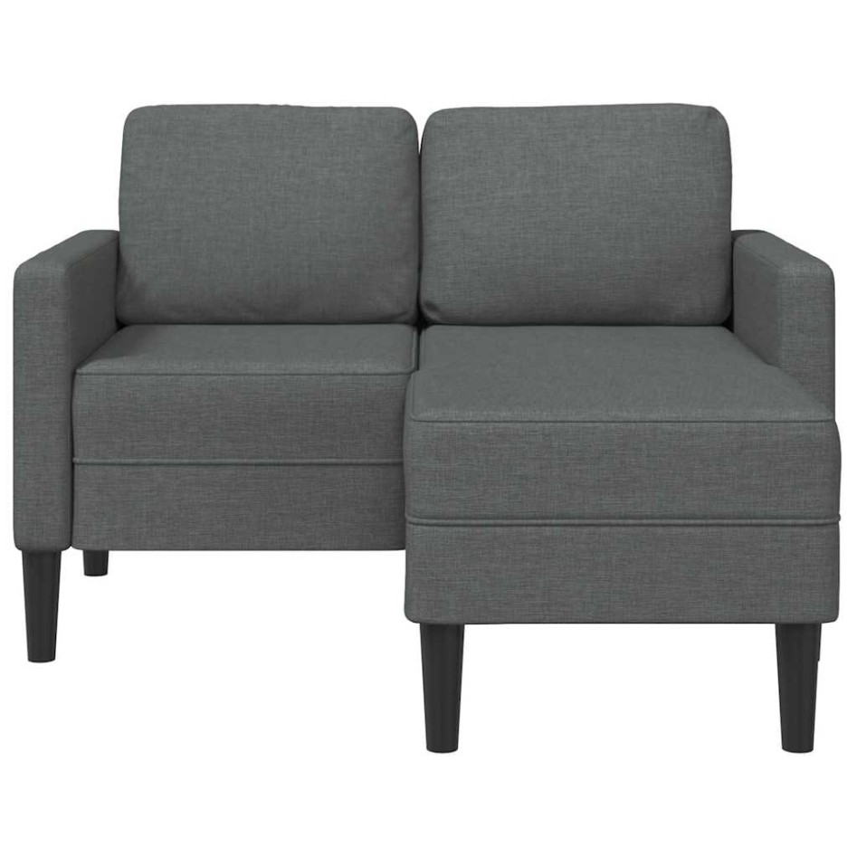 Sofá de 2 plazas con chaise longue en forma L gris oscuro