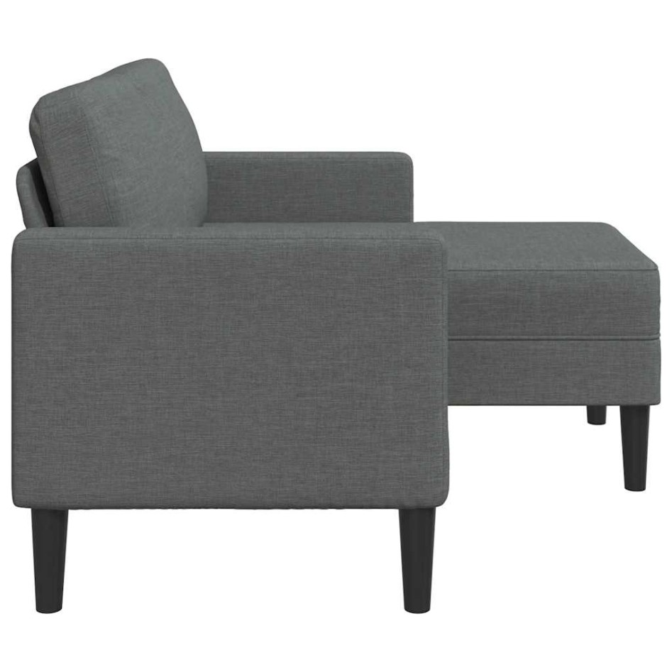 Sofá de 2 plazas con chaise longue en forma L gris oscuro
