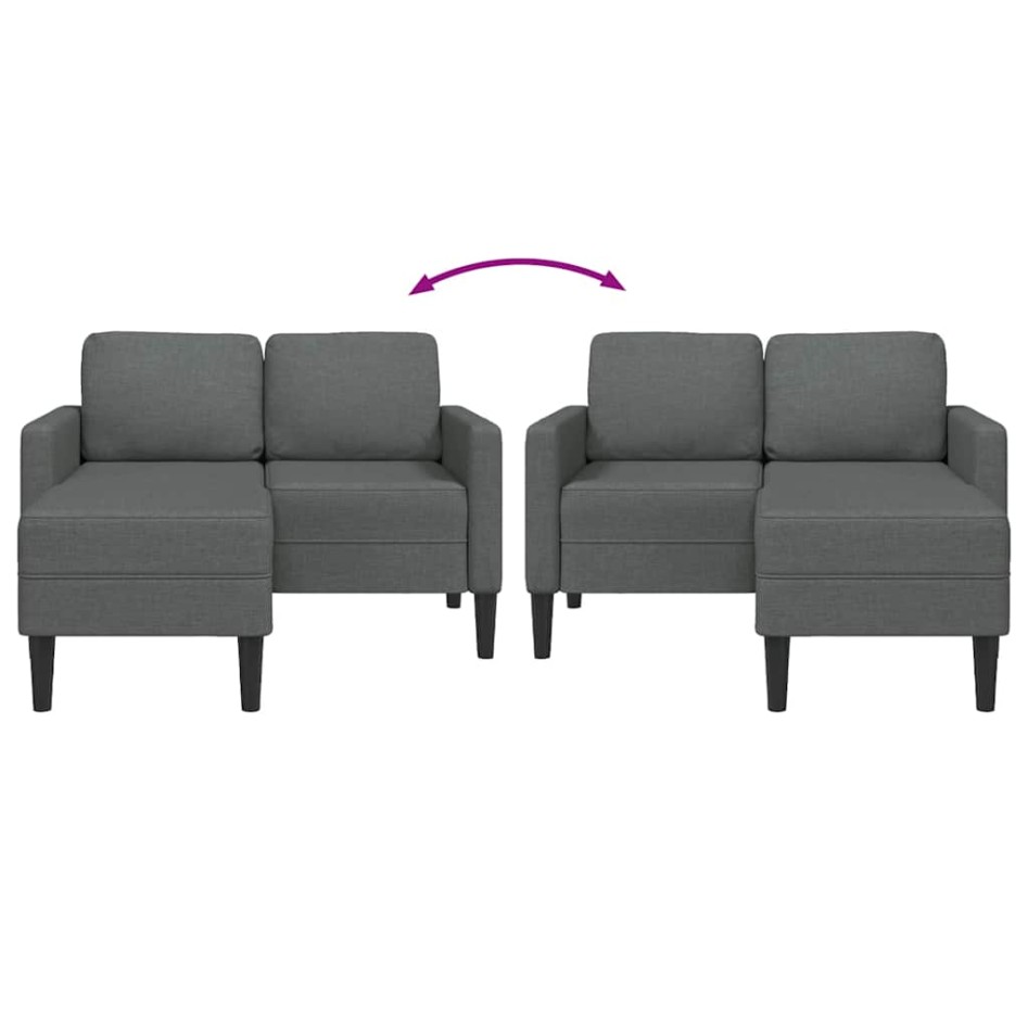 Sofá de 2 plazas con chaise longue en forma L gris oscuro