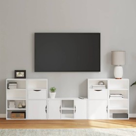 Muebles de TV 5 uds. con almacenaje ODDA blanco madera