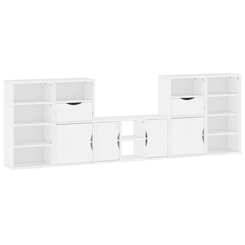 Muebles de TV 5 uds. con almacenaje ODDA blanco madera
