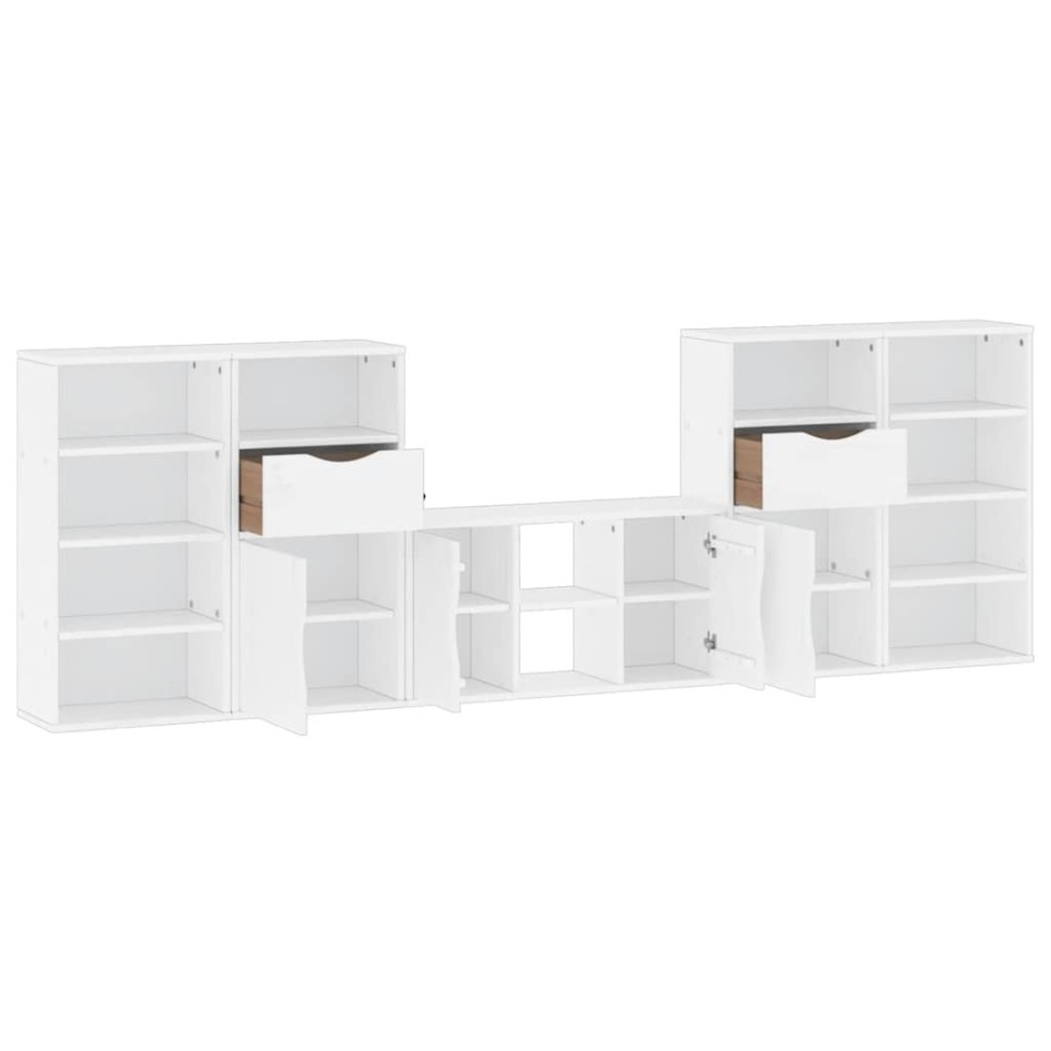 Muebles de TV 5 uds. con almacenaje ODDA blanco madera