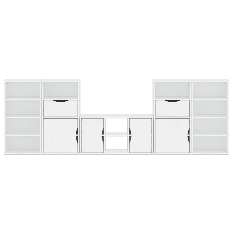 Muebles de TV 5 uds. con almacenaje ODDA blanco madera