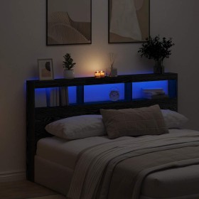 Cabecero de cama con LED roble negro 180x17x102
