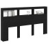 Cabecero de cama con LED roble negro 180x17x102