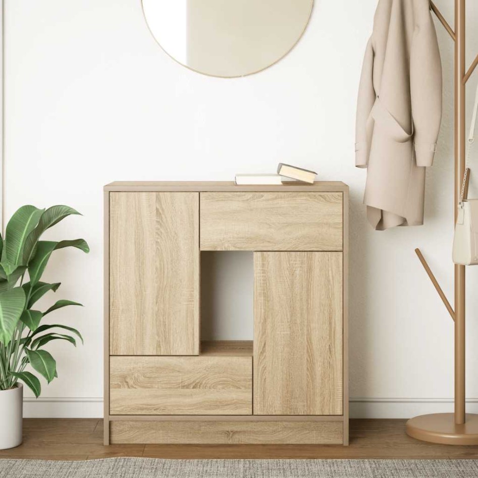 Aparador con cajones y puertas roble Sonoma 70,5x34x74,5