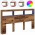 Cabecero de cama con LED madera vieja 180x17x102