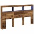Cabecero de cama con LED madera vieja 180x17x102
