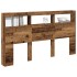 Cabecero de cama con LED madera vieja 180x17x102