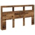 Cabecero de cama con LED madera vieja 180x17x102