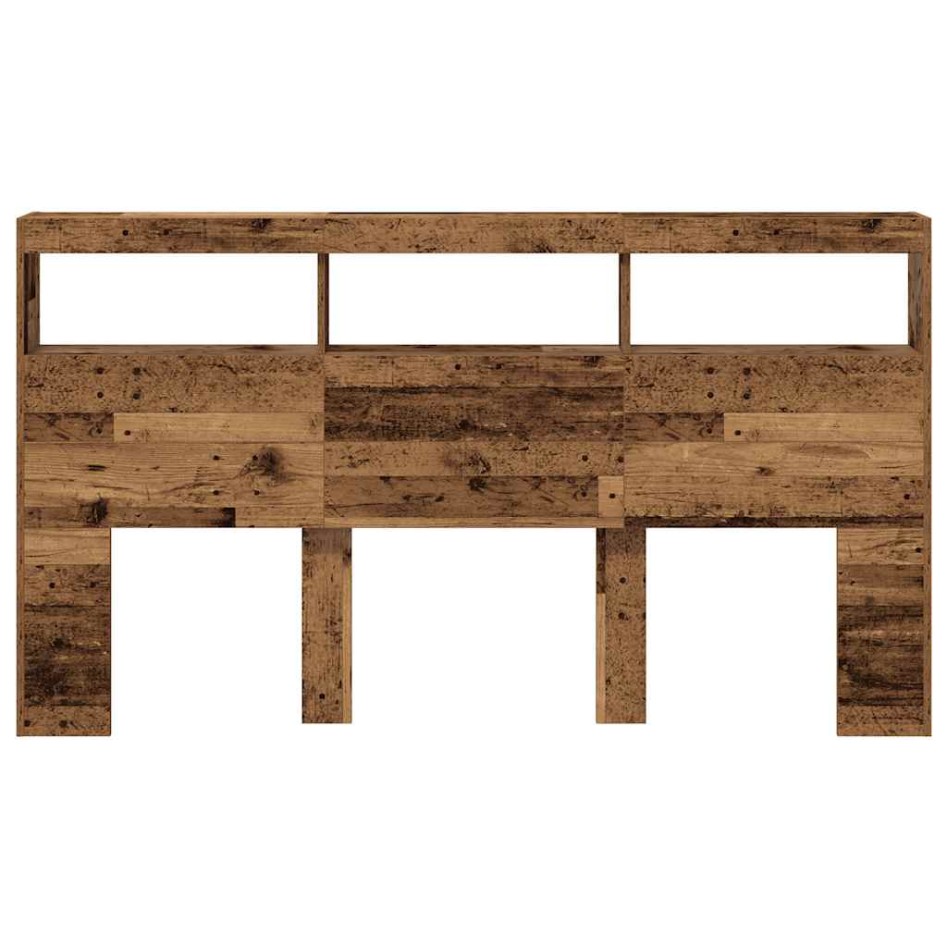 Cabecero de cama con LED madera vieja 180x17x102