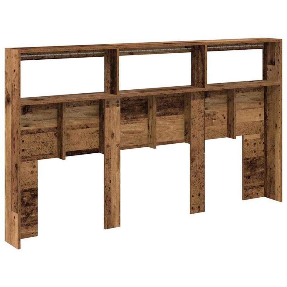 Cabecero de cama con LED madera vieja 180x17x102