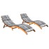 Tumbonas 2 unidades con cojines madera maciza de