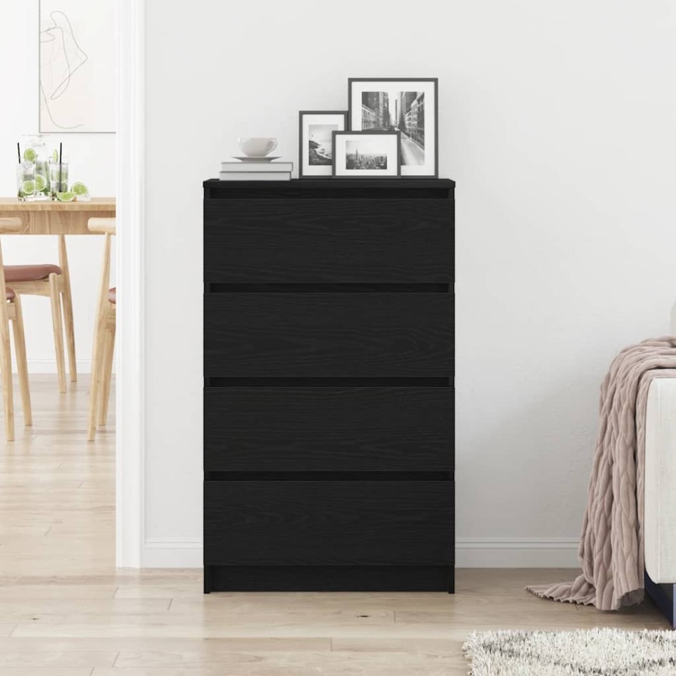 Aparador de roble negro 60x35x98,5 cm madera de