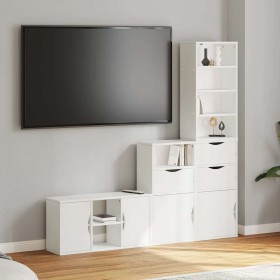 Muebles de TV 4 uds. con almacenaje ODDA blanco madera