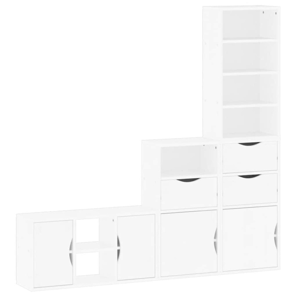 Muebles de TV 4 uds. con almacenaje ODDA blanco madera