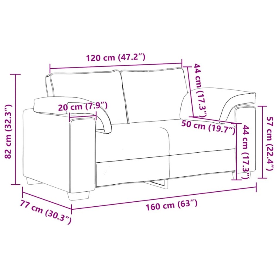 Sofá Loveseat gris oscuro 120 cm
