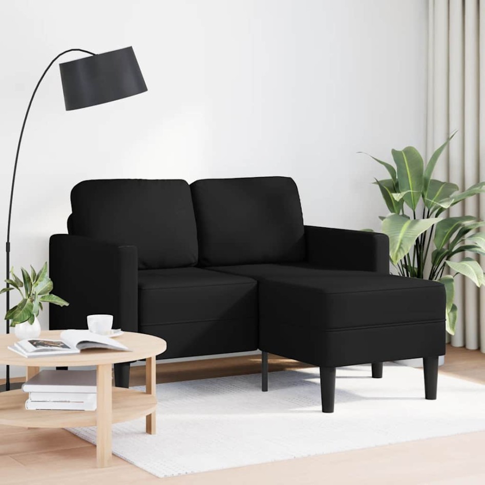 Sofá 2 plazas con chaise longue en forma de L negro 125